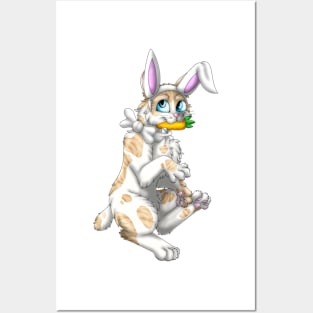 Bobtail BunnyCat: Cream Bicolor Tabby (White) Posters and Art